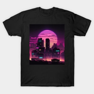 Synthwave City By Night T-Shirt